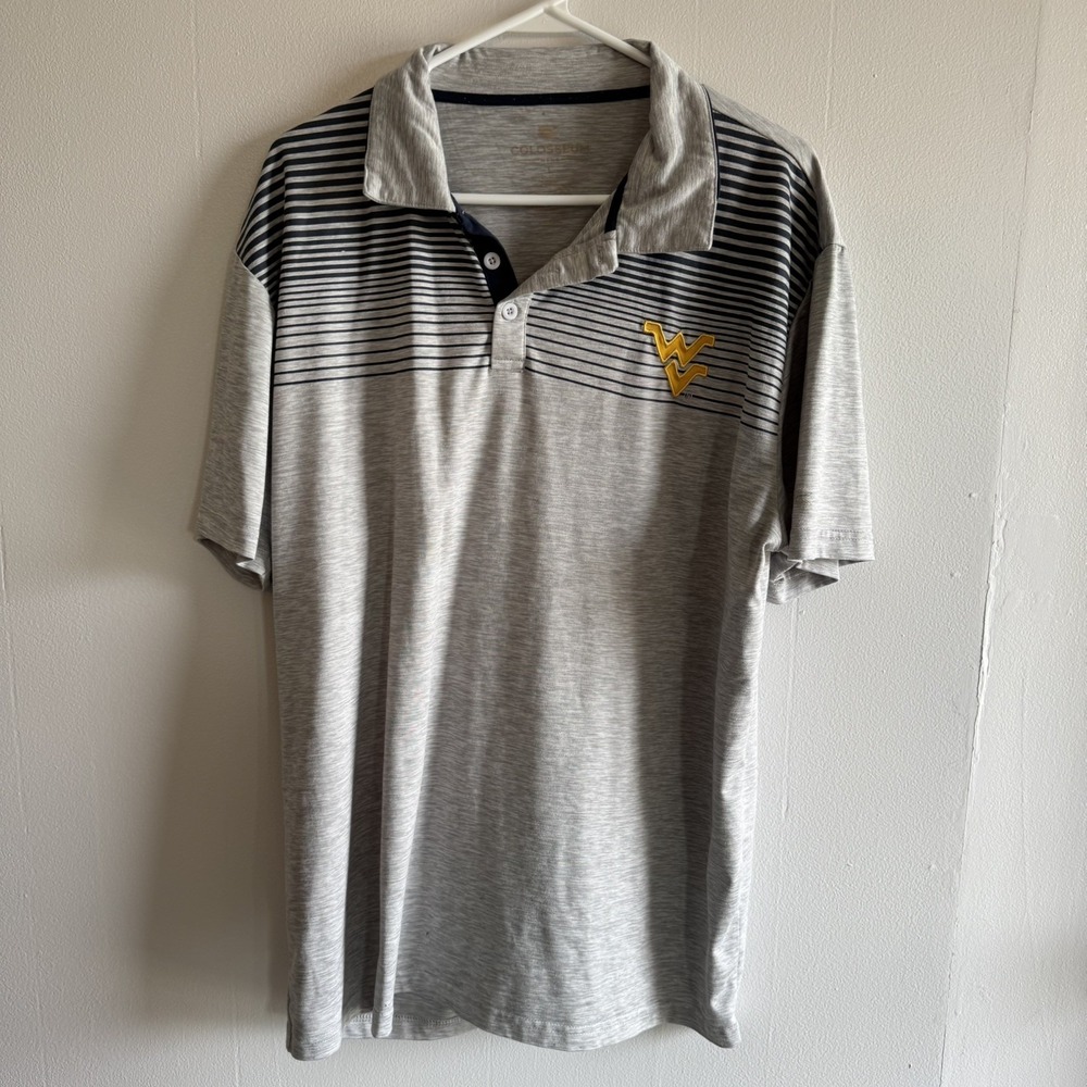 West Virginia University Men's Colosseum Athletic Polo Shirt Size Large